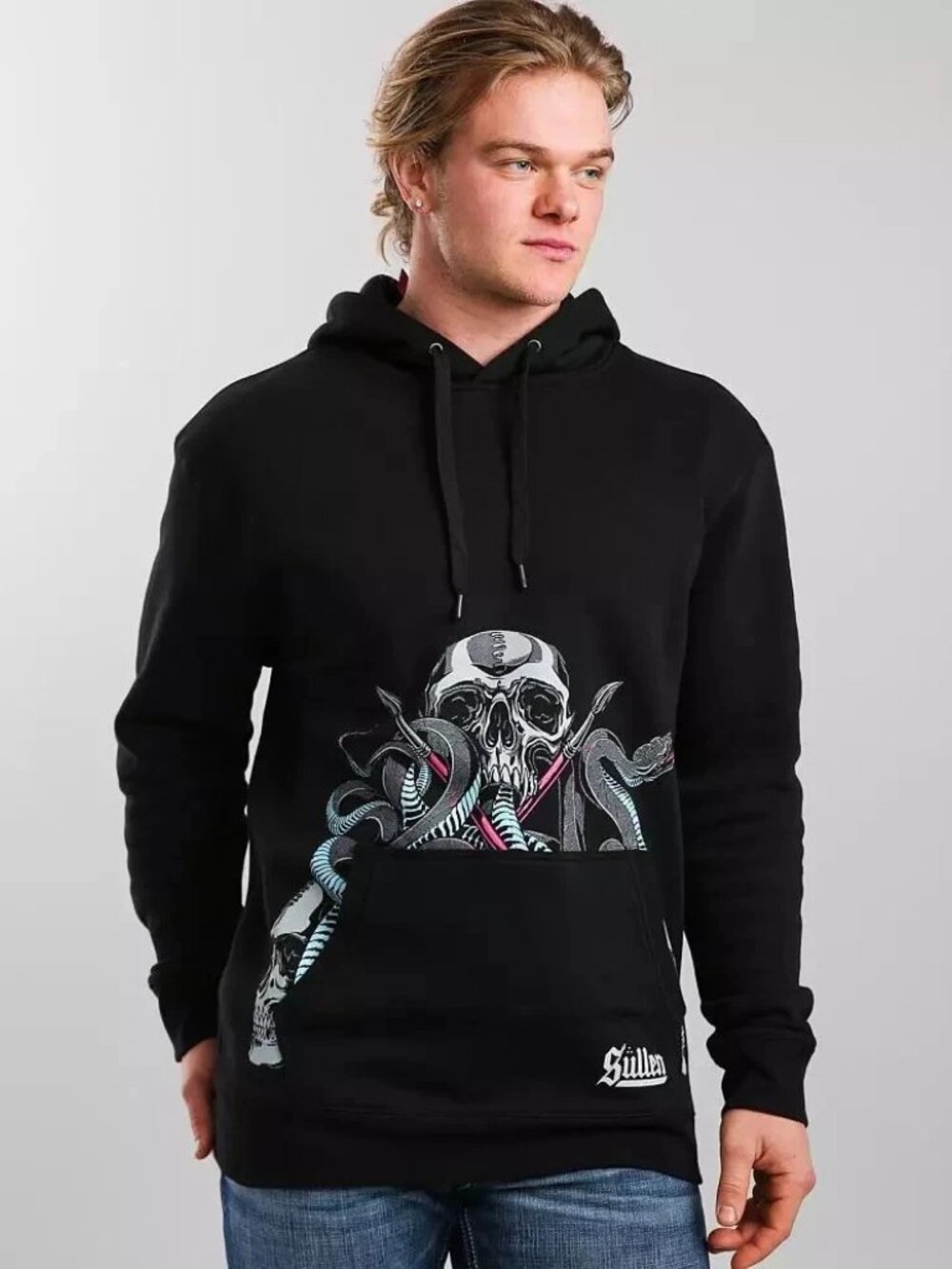 Sullen SERPENT SKULL Tattoo Art Collective HOODIE Sweatshirt XL Snake Skate Punk